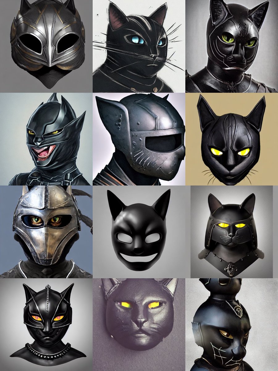 Jochy01's tweet photo. #stablediffusion PROMPT: a black cat face with medieval armor helmet showing half body trending on artstation https://t.co/FYfR3c4jFJ