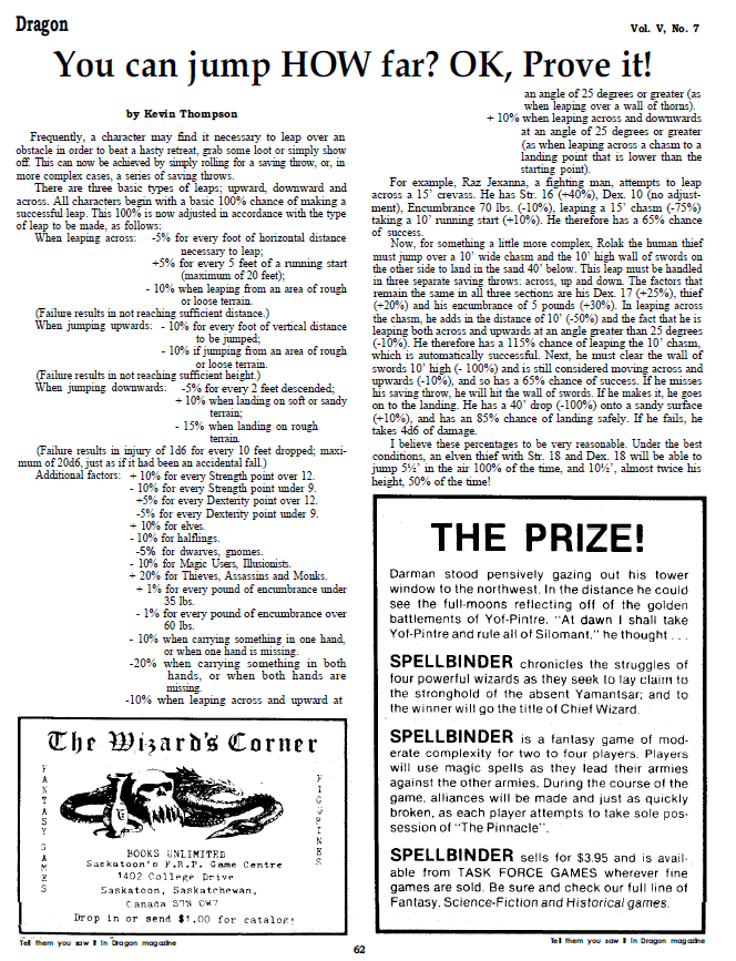 CalstaffTheGold's tweet photo. In Dragon #45 (Jan/81), Kevin Thompson shares his homebrew rules for leaping and jumping.
#1e #ADnD #VariantRules https://t.co/YL6298TqUg
