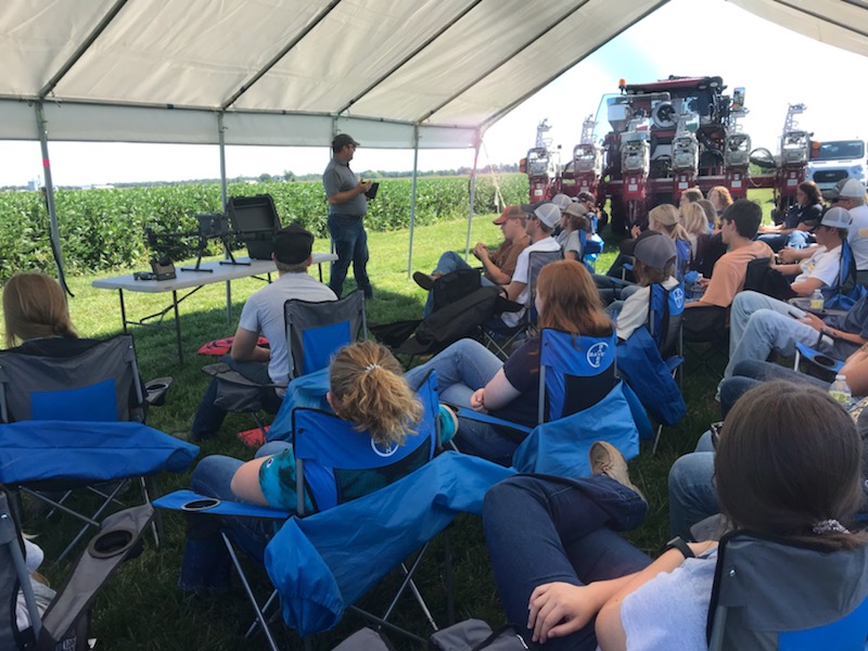 CropTalkMegan's tweet photo. #MurrayState Racer Aggie's took a trip to Irvington IL to learn from #BayerCropScience folks! It was a great and informative trip. Short stature 🌽, product development, cassette planter, UAS, data handling, and fragipan soils...shoes up! @murraystateuniv @msuagriculture https://t.co/fn1j6p9sQ4