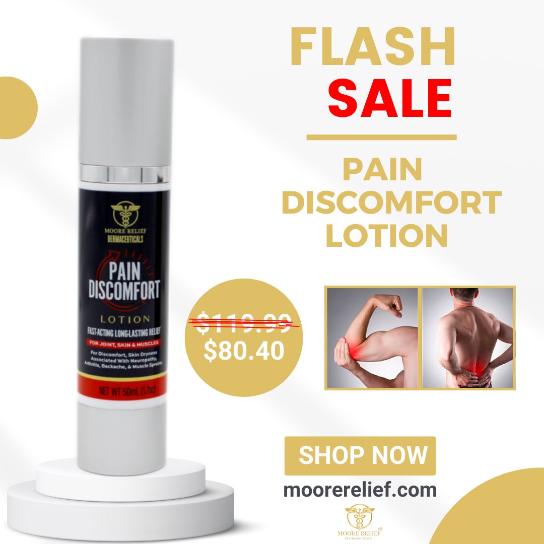 MooreRelief's tweet photo. 🚨Don’t miss out on this flash sale 🚨 

For a limited time get The Pain Discomfort Lotion for a discounted rate of $80.40, originally $119.99!
(While Supplies Last)

For more information visit 
🌐 https://t.co/iBeeOSHyeU https://t.co/ECi1UgnMLR