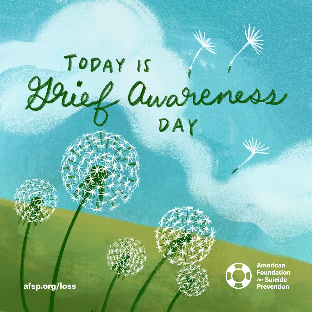 Today is #GriefAwarenessDay. If you've lost someone to suicide, you are not alone and healing resources are available. Go to afsp.org/loss