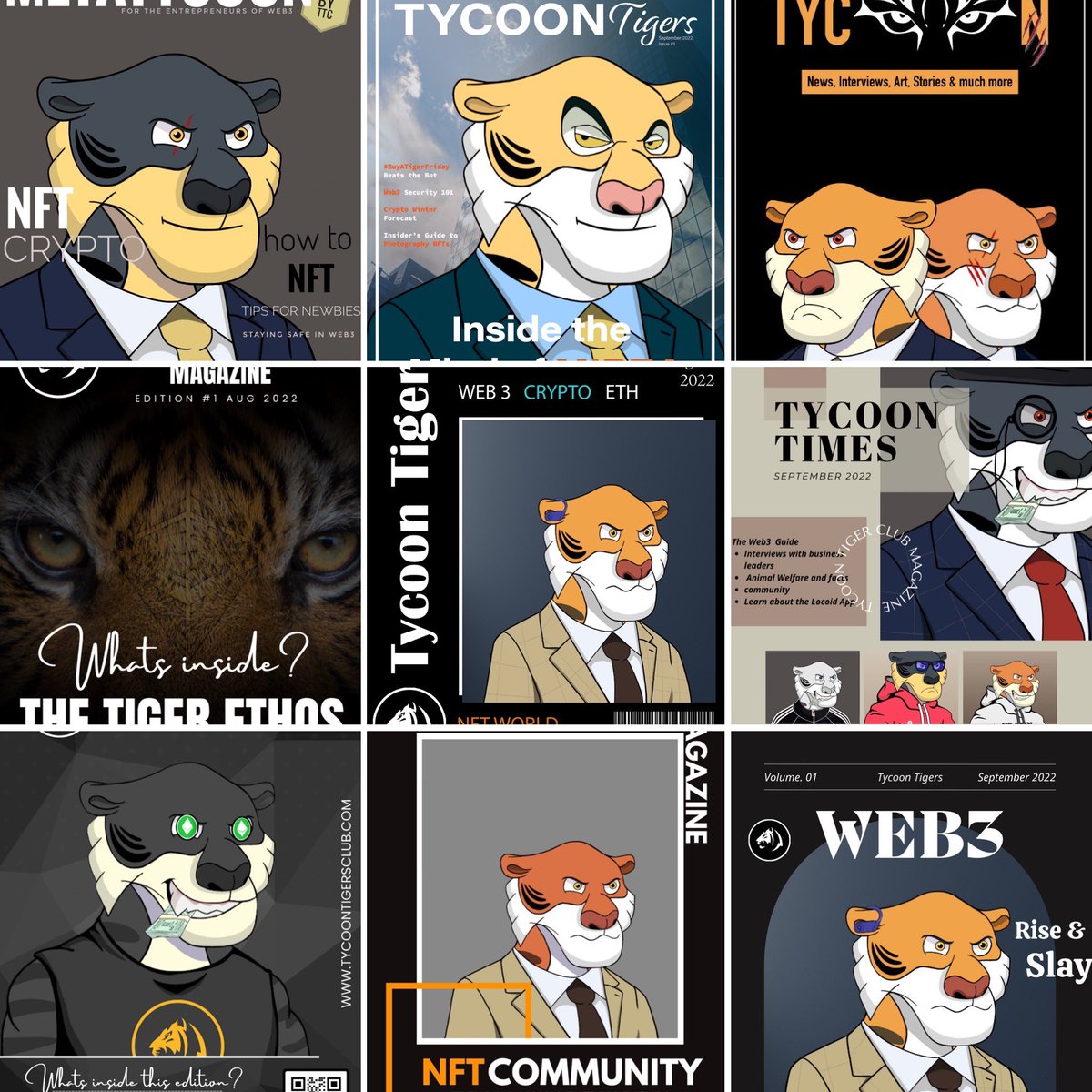 discostumc's tweet photo. Aug 31st #CoverComp @TycoonTigers is the deadline friends and holders - #Eth prize to the winner and the submissions so far have been on π₯
Still time to submit #Tigers π
Hereβs a few of the submissions so far π #TycoonStateOfMind #TigerMentality #MindOfTheTiger #TigerVision https://t.co/qWMpnJx0z9
