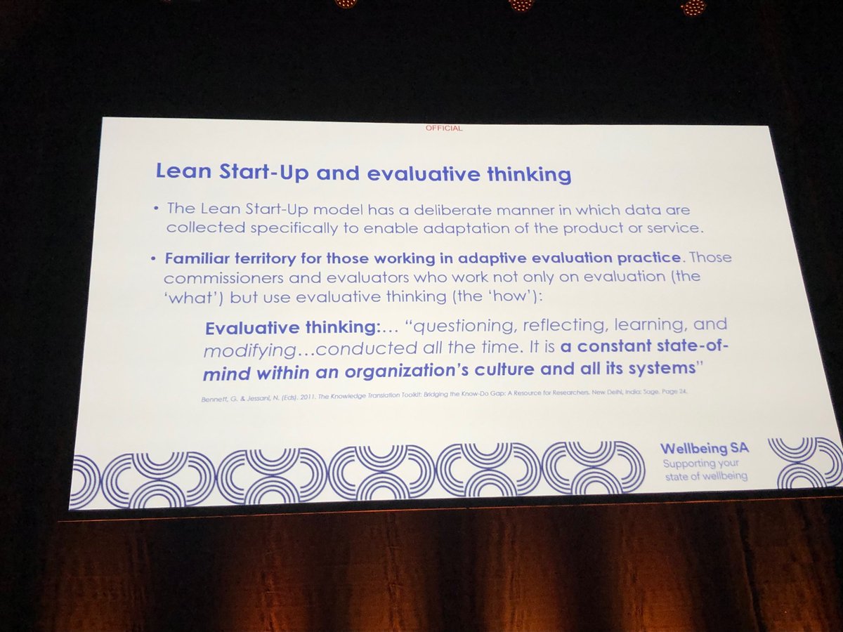 patriciajrogers's tweet photo. Other big difference - focus on -#evaluativethinking rather than #rvaluation reports. #aes22ADL https://t.co/UWwdV4rcNe