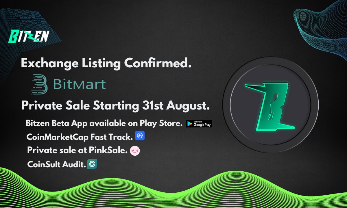 BitzenLabs's tweet photo. Dear Bitzenian,

Our private sale round will be launch today (1PM UTC).

We have added whitelist address in Pinksale.

Congratulation! if you got a slot, those didn't got the slot please don't be disappointed, wait for our public sale phase.

Thanks again for your love &amp; support. https://t.co/nWWTyZMAAn