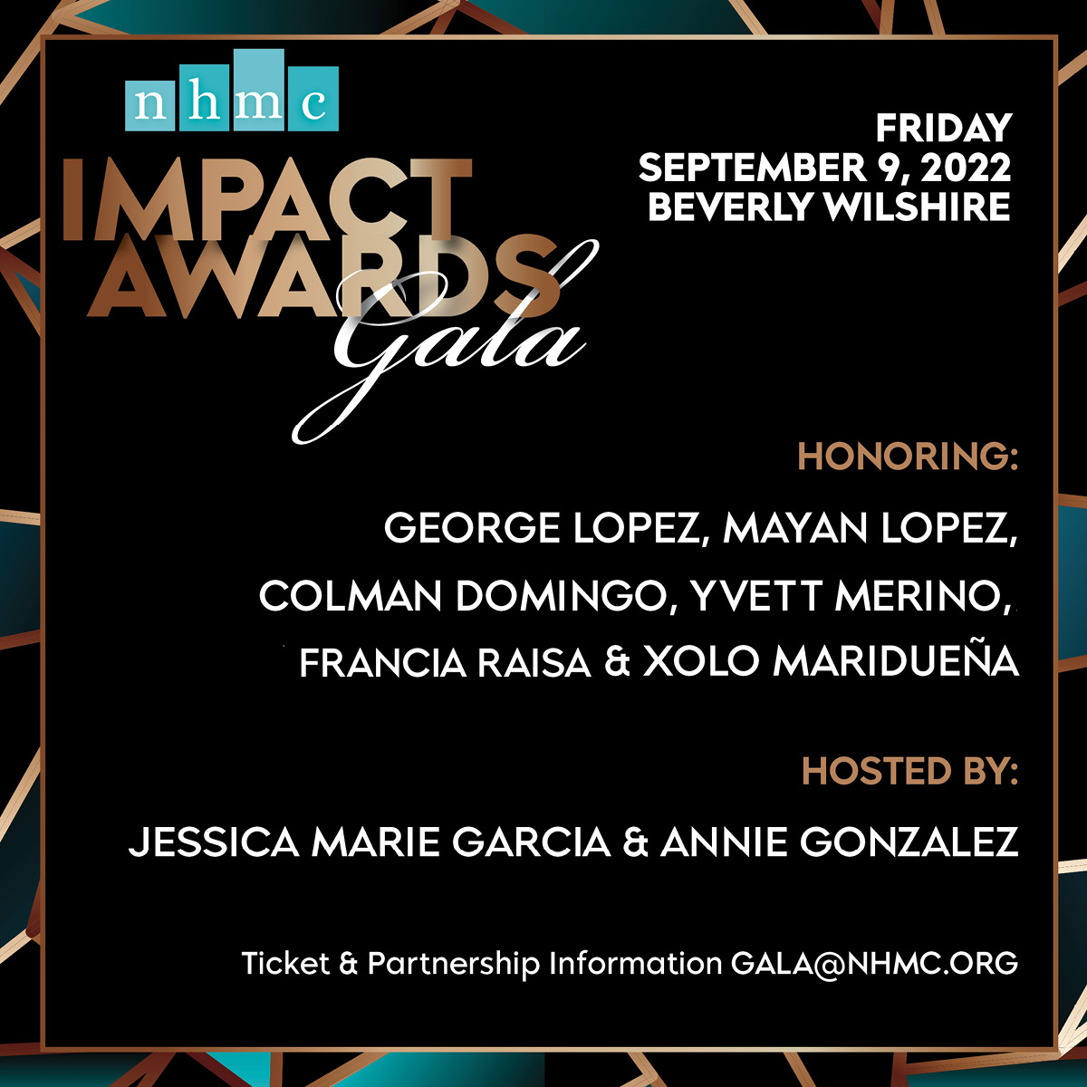 Variety's tweet photo. Hollywood's biggest Latino event of the year is on 9/9! @NHMC's 36th Gala hosted by @JessMarieGarcia &amp; @annie_ggonzalez with honorees @georgelopez, Mayan Lopez, @colmandomingo, @franciaraisa, @yvettmf &amp; @Xolo_Mariduena. Tickets here: https://t.co/y236UPB1OJ. #NHMCImpact #ad https://t.co/zAxPIcG4Q9