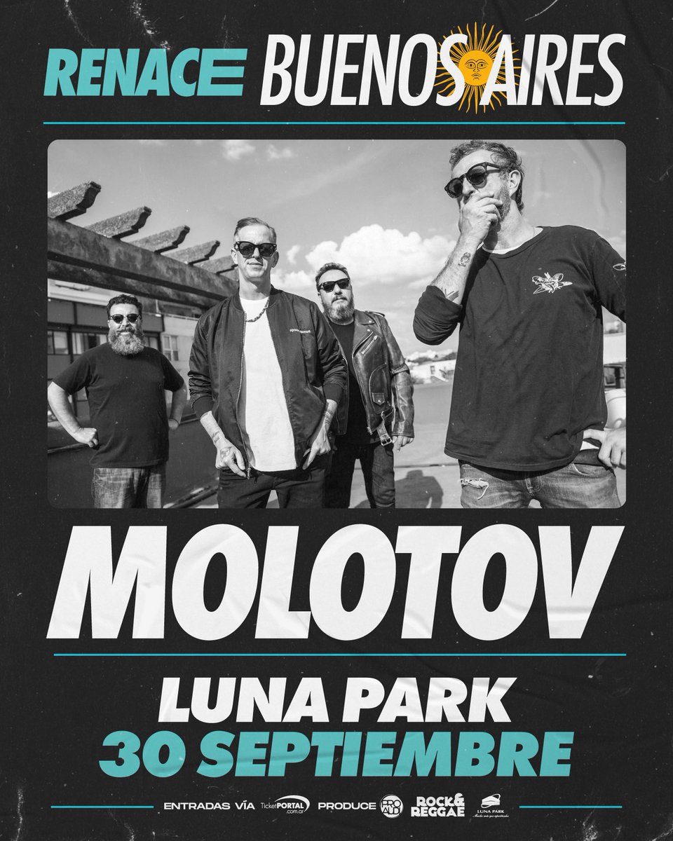 MolotovBanda's tweet photo. 🇦🇷😎 Argentina! Están listos? 😎🇦🇷 #estallamolotov el próximo 30 de septiembre en Luna Park! 🤯
Venta de boletos mañana 10am (Hora Argentina) 👇
https://t.co/yCvdnwiG4F https://t.co/kuQEGTS3qf