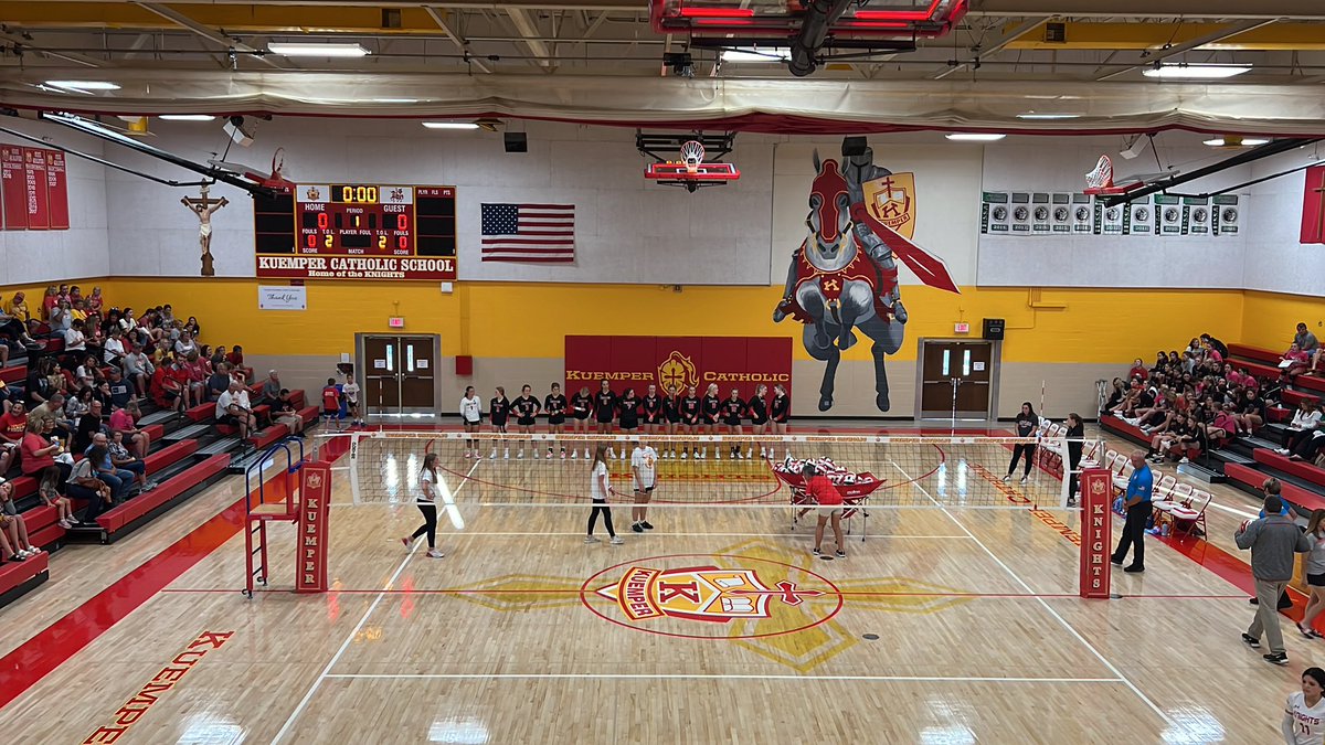 This is a fun, and unique, angle for volleyball pictures. 

Lineups are being called currently