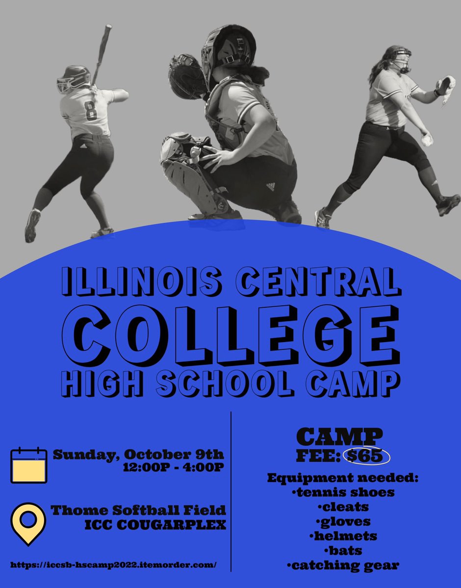 High school softball camp is just around the corner. Register today 💙💛        iccsb-hscamp2022.itemorder.com