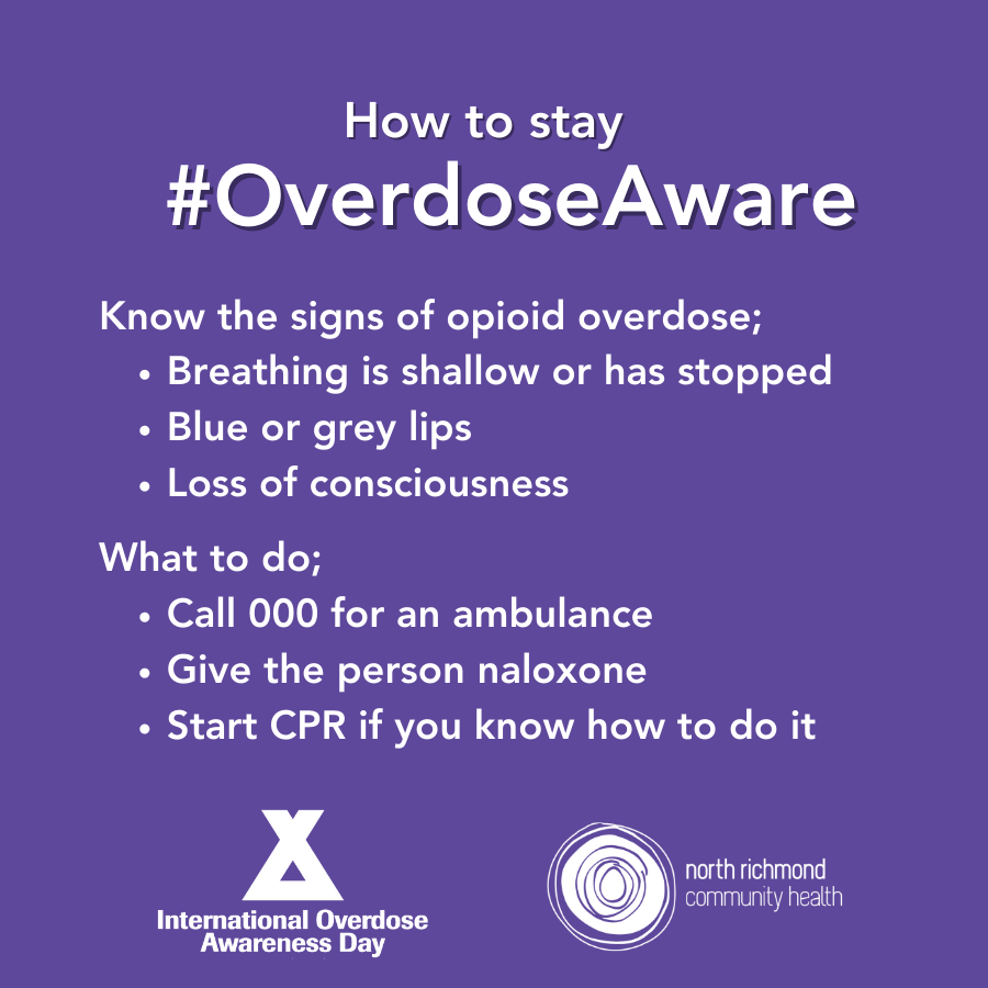 How to stay #OverdoseAware this #InternationalOverdoseAwarenessDay: 

🟣 Know the signs of an overdose
🟣 Keep an eye out on those around you
🟣 Know how to respond to an overdose

Together we can work to #EndOverdose.