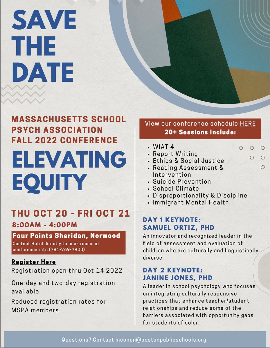 Attention school psychologists! Are you looking to improve your practice and connect with other educators across the state and region? Don't forget to register for the 2022 Fall MSPA conference!