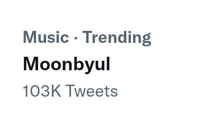 MOONBYULINTL's tweet photo. [📈] Moonbyul is trending under Music with 103K tweets ❤️‍🔥

for #MOONBYUL #문별 https://t.co/XsC2LcHUae