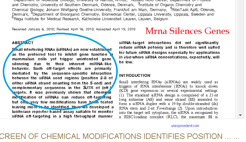 Properganda1111's tweet photo. I have been reading and what I found is interesting regarding vaccines. The jab contains Luciferase and mRNA which works together as a ɢᴇɴᴇ ꜱɪʟᴇɴᴄᴇʀ. That gene could be the reproductive one. Applying gene silencing for birth control is not new.
  #agenda2030 #vaccine #mrna https://t.co/pdKkOpgbN5