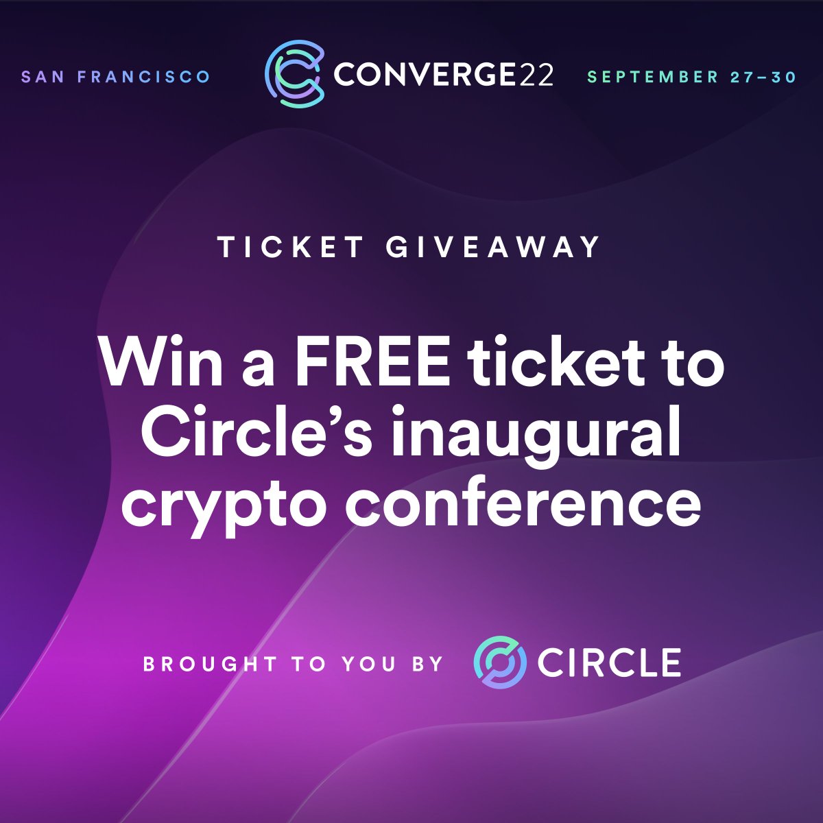 circle's tweet photo. Celebrating the countdown to #ConvergeSF22 w/ a #TicketTuesday Engagement Giveaway, your chance to win a FREE ticket to our annual conference Sept 27-30 in San Fran!

How To Enter:
1️⃣ FOLLOW @circlepay
2️⃣ LIKE &amp; RT this post

Giveaway closes Fri 9/2 12pm EST

T&amp;C/Details below 👇 https://t.co/fdEnriWoAL