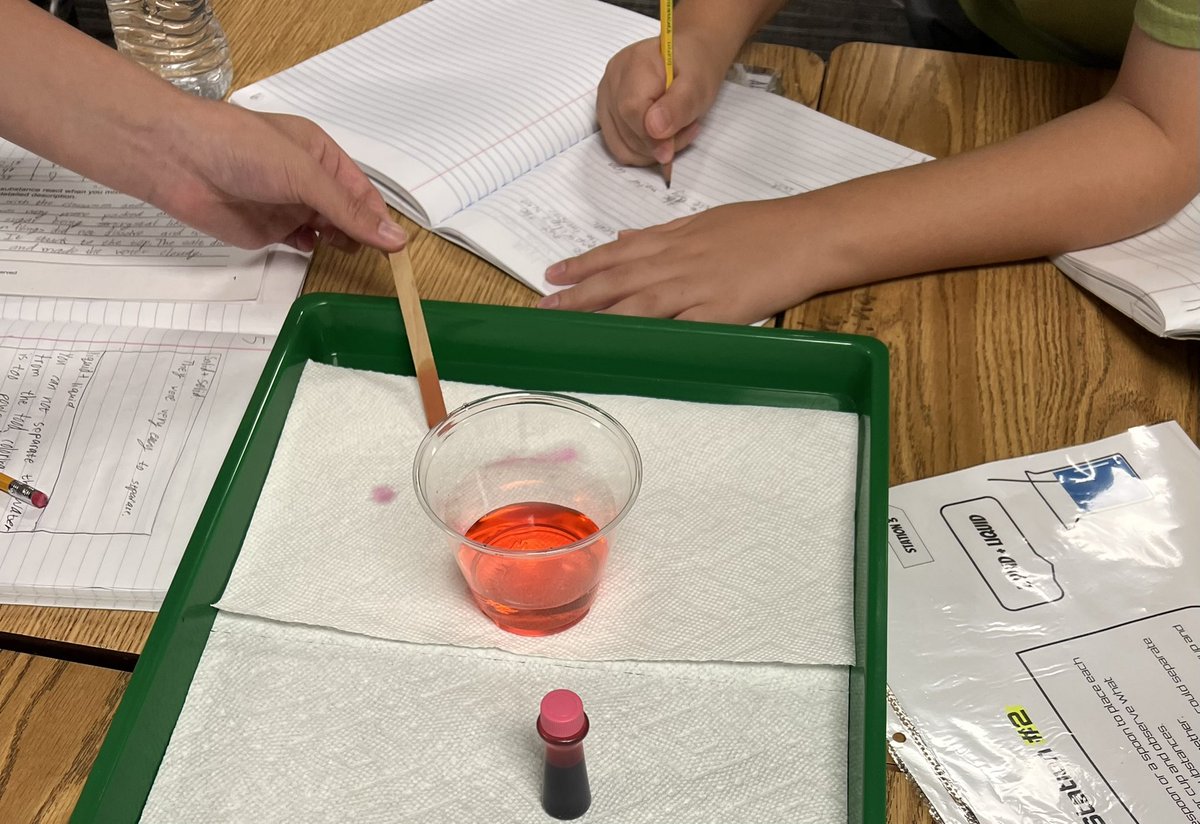 TollingerT's tweet image. We love integrating @STEMscopes Science Literacy into our science lab stations. @RiddleElem 5th grade enjoyed exploring mixtures and solutions today!🤓 @mcleodl @JEFlemmer @friscoisd #fisdelemsci #inquirylearning