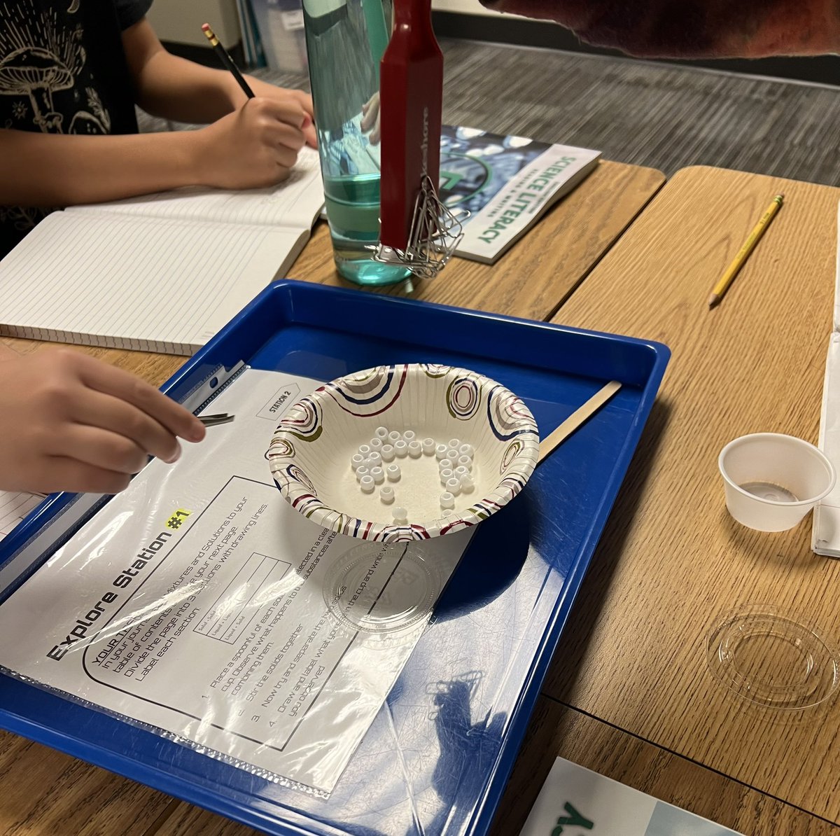 TollingerT's tweet image. We love integrating @STEMscopes Science Literacy into our science lab stations. @RiddleElem 5th grade enjoyed exploring mixtures and solutions today!🤓 @mcleodl @JEFlemmer @friscoisd #fisdelemsci #inquirylearning