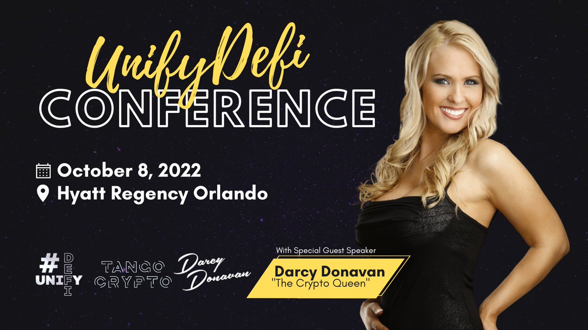darcydonavan's tweet photo. Hi Everyone, 

I'm looking forward to speaking October 7th-8th, in Orlando, FL.

Click the link below to purchase your tickets or to become a sponsor.

https://t.co/f7ZjVdkeul

I can't wait to see you all there, so that we can #UnifyDefi!

#Webs #UnitingDeFi #NFTs #Crypto https://t.co/G3RcQOfKT5