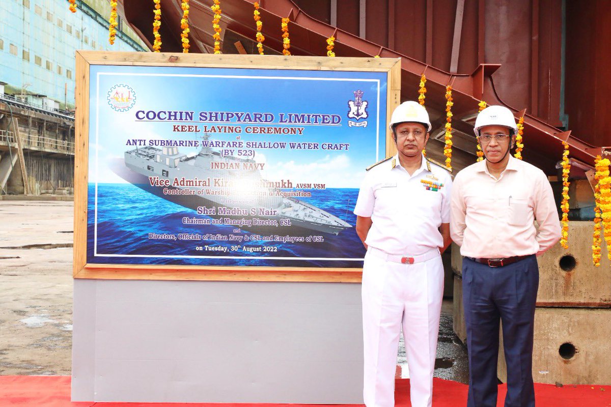 Cochin Shipyard Ltd on Twitter "Keel laying of the first Anti