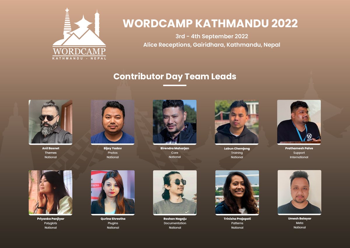 TheKafleG's tweet photo. Locked and loaded no we're ready to roll. Introducing your table leads for WordCamp Kathmandu 2022.

Wouldn't you like to join us? So come on over on Sunday.

#WCKTM2022 #WCKTM 🧵 https://t.co/XewGWJUAci