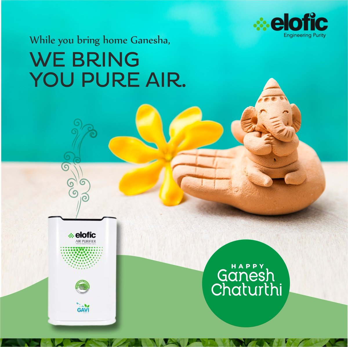 EloficLimited's tweet photo. Bring the blessings of Lord #Ganesha home, enjoy the bliss of the cleanest indoor air provided by #Elofic Air purifiers, and celebrate the festivities with your family.

We wish you all a Happy Ganesh Chaturthi.

#ganeshchaturthi #ganpati #ganpatibappamorya #divine #God #festival https://t.co/MIydMQsPFy