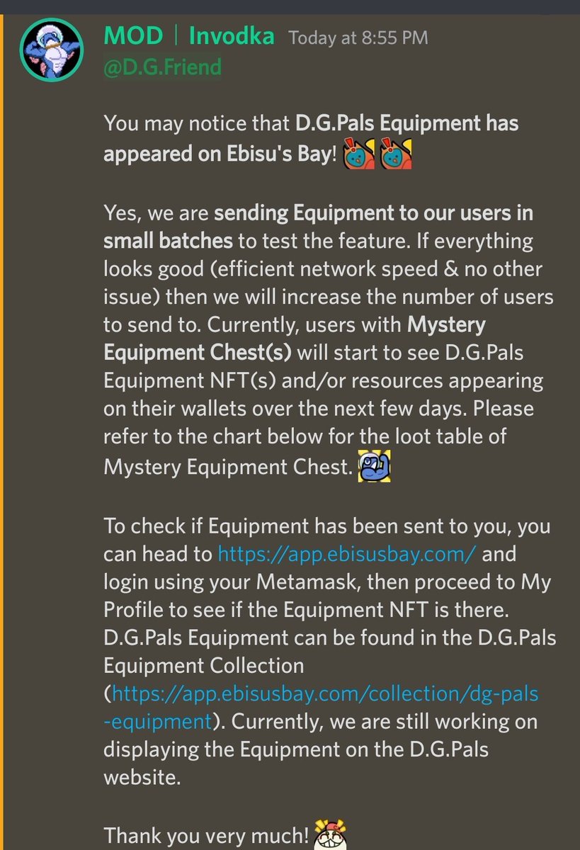 AltcoinVenture's tweet photo. The long wait is over. The equipment airdrop is here. Thank you @officialdgpals for the awesome drop.
#cro
#crofam
#MyDGPals
#RaiseADGPal
#InteroperableNFTs
#DGPAIRDROP https://t.co/MR0qxf1lza
