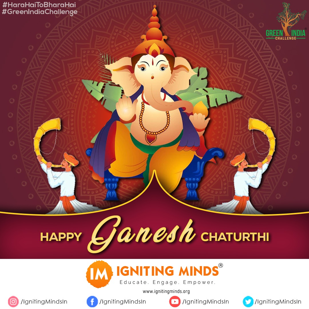ignitingmindsog's tweet photo. Ganesh Chaturthi, also called Vinayaka Chaturthi, in Hinduism, 10-day festival marking the birth of the elephant-headed deity Ganesha, the god of prosperity &amp; wisdom. Wishing everyone a very #HappyGaneshChaturthi

#GreenIndiaChallenge
#GaneshChathurthi #GaneshaHabba #5YearsofGIC https://t.co/mFsae1G7Jy