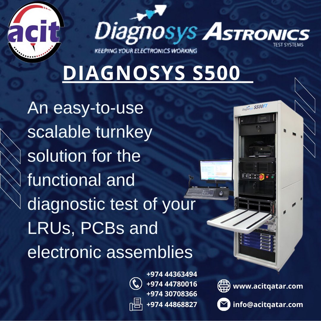 QatarAcit's tweet image. DIAGNOSYS S500 Test Solution

For more visit
acitqatar.com

#diagnosys #astronics #testsystems #nationalinstruments #flyingprobesystem #pcb #cca
 #testsolutions #electronicsystems #aerospaceanddefense #test #technology #keepingyourelectronicsworking #acitqatar #qatar