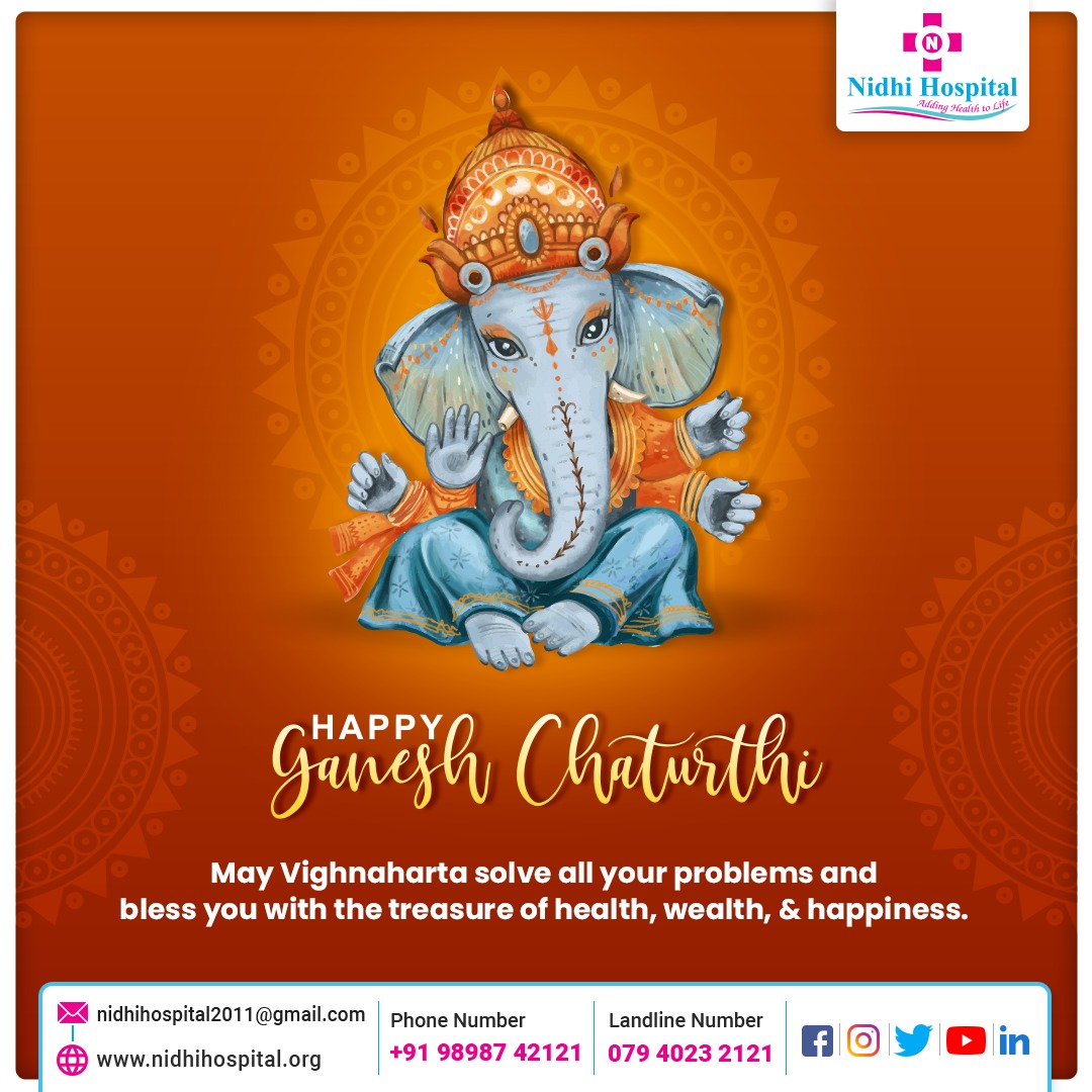 Our Ganpati Bappa is also known as Vinayaka, Lord of all blessings. 

Praying to him ensures that we can find a solution to our every problem. 

Happy Ganesh Chaturthi.

#NidhiHospital #DrSunilPopat #Healthcare #GaneshChaturthi #Ganesha #Ganesh #Vinayak