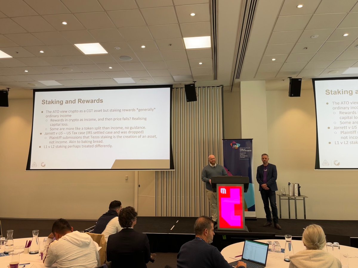 ipaaccountants's tweet photo. With our second last session for the #IPAcrypto22 conference, we have Matt Crofts of @CryptoTaxHQ and Harrison Dell of Cadena Legal, demystifying DeFi #tax applications. https://t.co/9bTWQrwwbu