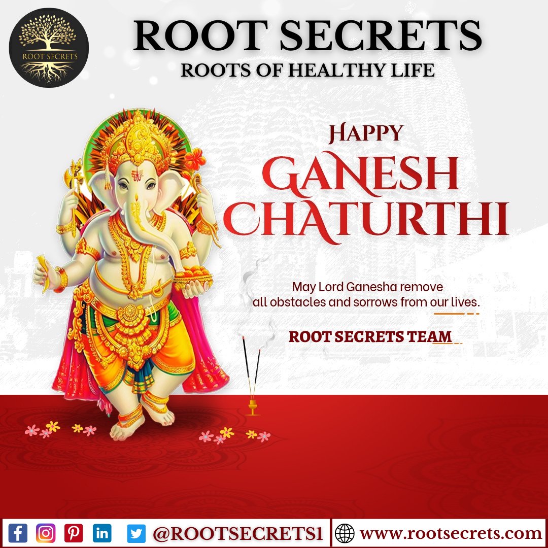 Rootsecrets1's tweet photo. ROOT SECRETS - ROOTS OF HEALTHY LIFE
HAPPY GANESH CHATURTHI...
May Lord Ganesha remove all obstacles and sorrows from our lives.
.
.
.
.
.
#rootsecrets #ganesha #ganeshchaturthi2022 #ganeshchaturthi #specialganeshchaturthi
#healthylifestyle https://t.co/t1NhxgTAQc