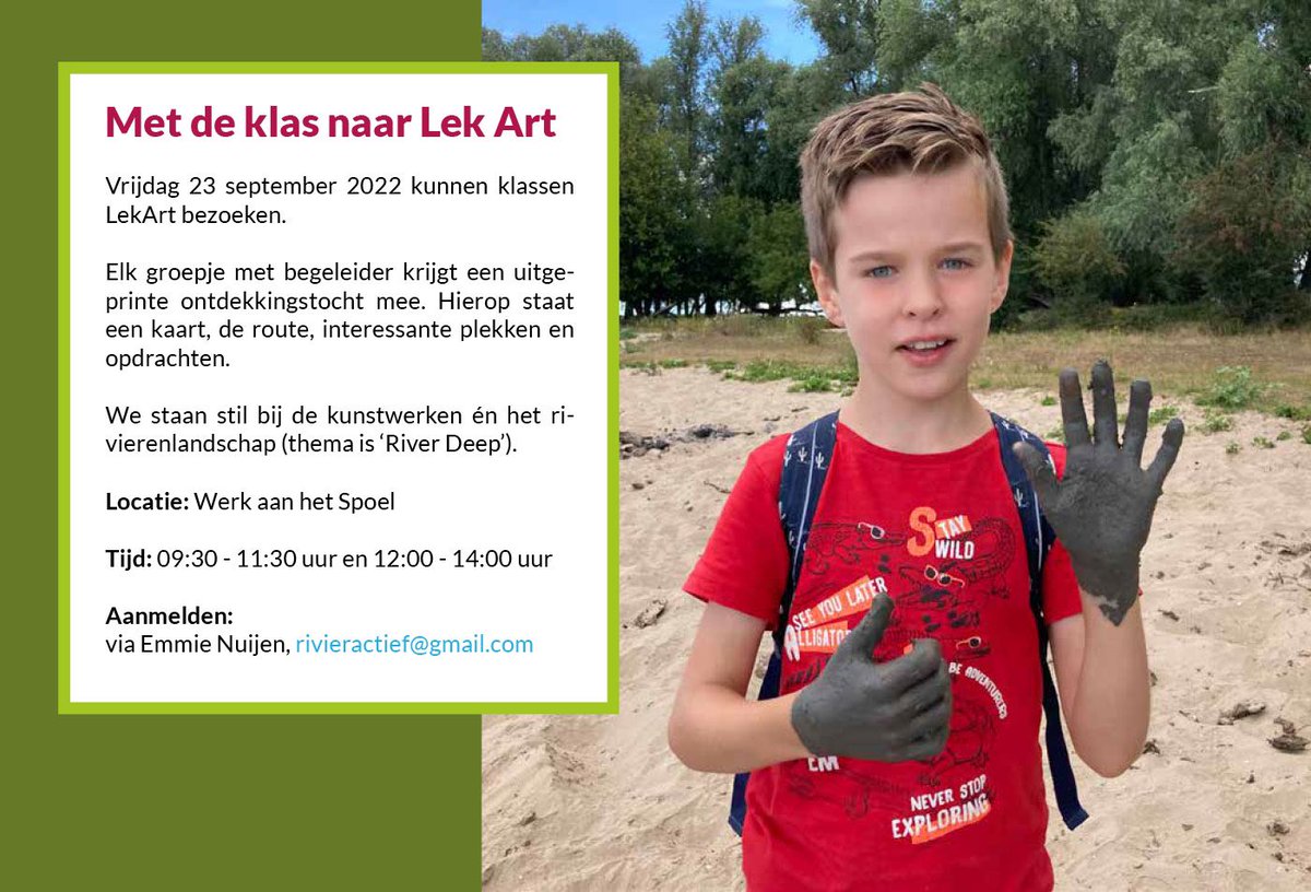 Kunst&amp;natuur uitje voor klassen in Culemborg ~ vrijdag 23 september LekArt <a href="/LekArtculemborg/">LekArt</a> <a href="/Culemborg/">Gemeente Culemborg</a> <a href="/Culemborgklopt/">Culemborg Klopt!</a> #culemborg #nme <a href="/NVWCulemborg/">NVWC</a> #kunst #natuur #rivierenlandschap #naarbuiten