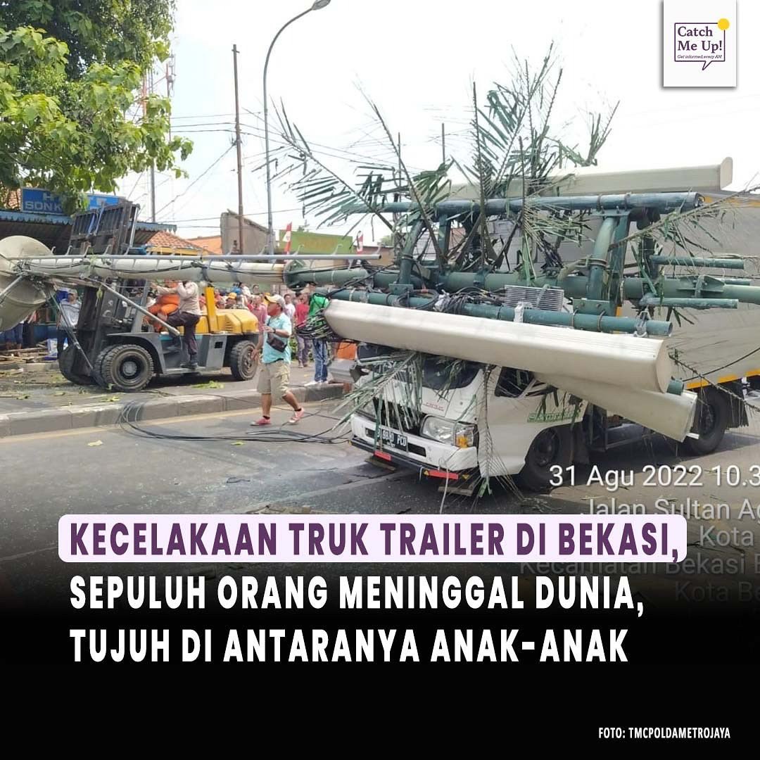 catchmeupco's tweet image. Kecelakaan maut terjadi di Jl Sultan Agung, Kranji, Bekasi. Sebuah truk trailer menabrak tiang BTS di dekat sebuah Sekolah Dasar. Kecelakaan truk terjadi sekitar pukul 10.05 WIB.