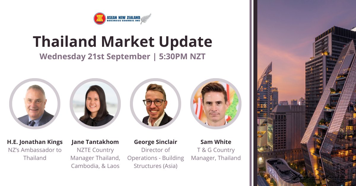 3 WEEKS TO GO: We would love to see our Wellington-based members and friends at this Thailand Market Update held by ourselves and <a href="/MFATNZ/">New Zealand Ministry of Foreign Affairs & Trade</a> 3 weeks from today on September 21st. Visit bit.ly/3QSYo93 (in-person) or bit.ly/3QQj8yg (online) to register today!
