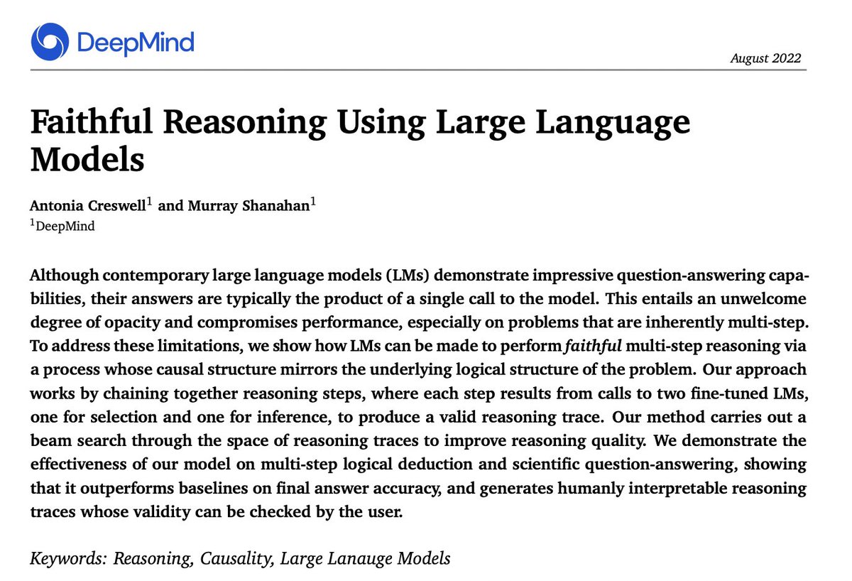 Faithful Reasoning Using Large Language Models
abs: arxiv.org/abs/2208.14271