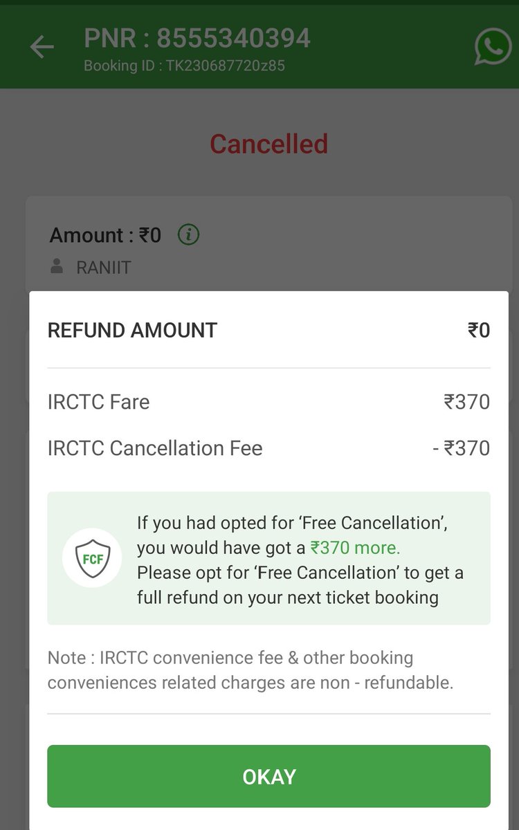 Ranjit001977's tweet photo. New INDIA New Railway ?
100% Ticket cancellation Charges
0 Refund
#Achche Din Indian  Railway 🚂 https://t.co/ohrjshfaD4