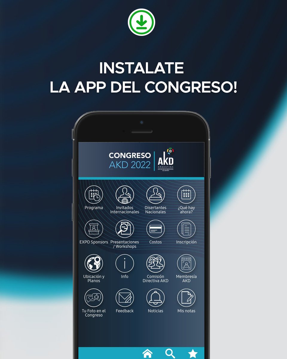 AKDeporte's tweet photo. 🔥 APP CONGRESO AKD 2022 🔥

Instalate la APP exclusiva para mejorar tu experiencia en el evento!

🔎 Buscala como "Congreso AKD 2022" en Google Play y Mac APP STORE
https://t.co/TD3dT9yrjJ

📲 Vas a poder informarte sobre todos los detalles del evento, y participar activamente! https://t.co/QnEmRnie0P