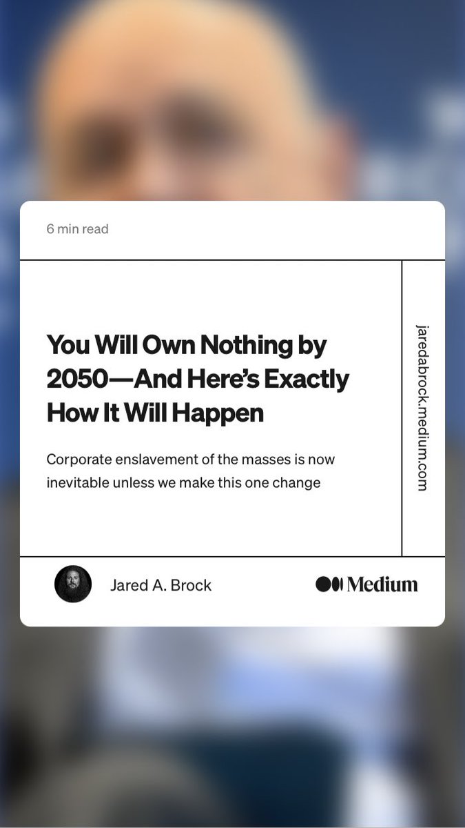 stnkld's tweet photo. “You Will Own Nothing by 2050 — And Here’s Exactly How It Will Happen” by Jared A. Brock
https://t.co/vfTc6ceYYy https://t.co/vCoX4kB3CE