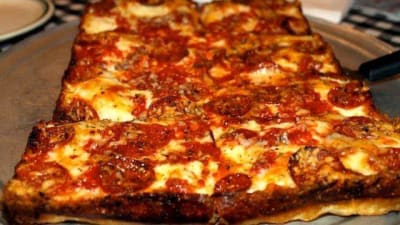 GeorgeStephens's tweet photo. @danorlovsky7 You've been away from Detroit too long because you forgot what real pizza is supposed to look and taste like. #DetroitStylePizza https://t.co/FCad4DEGIL
