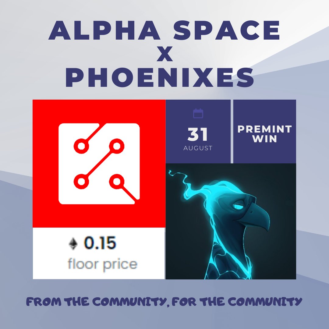 Congrats to our Collab Partners at 
<a href="/thephoenixesnft/">The Phoenixes by Habit Nest 🪶</a>
 on their successful mint so far and for generously providing our members  AL spots!