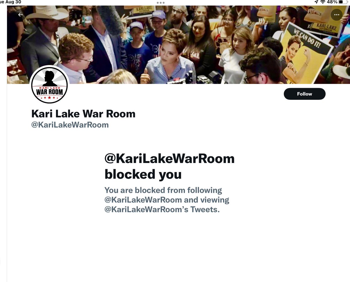 I have finally been released from my obligation to point out what a flawed candidate <a href="/KariLakeWarRoom/">Kari Lake War Room</a> is. 

Many will carry on in my wake.