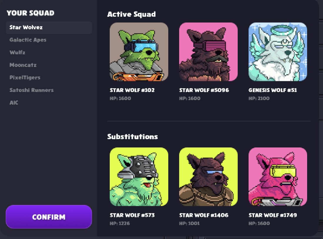 🚨 PSA 🚨

If you currently hold a:

<a href="/TheGalacticApes/">GalacticApes NFT</a> 
<a href="/wulfznft/">Wulfz</a> 
<a href="/MooncatzNFT/">Mooncatz</a> 
<a href="/PixelTigers/">PixelTigers</a> 
<a href="/SatoshiRunnerz/">Satoshi Runners</a>
<a href="/ArtificIntelNFT/">Artificial Intelligence Club | 🧪</a> 

Come check out and use your NFTs to PVP battle in the Star Wolvez universe! (very addicting)

NO WOLVEZ REQUIRED 🤝

game.starwolvez.com

!howl