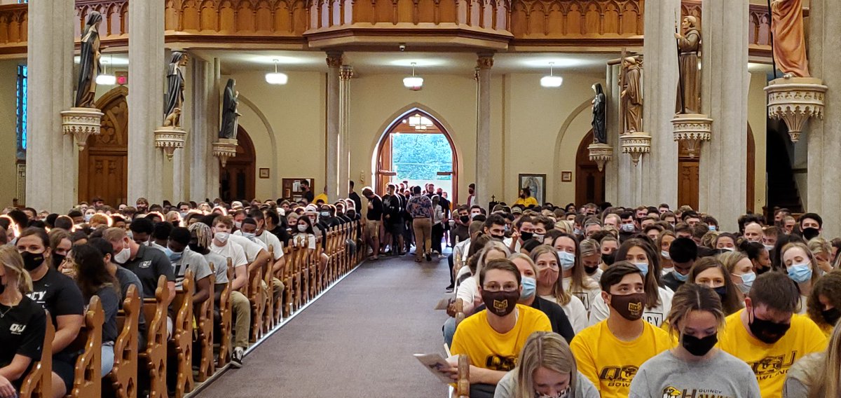 A great start and tradition with the Blessing of the Athletes tonight! #Team50 #QUHawks