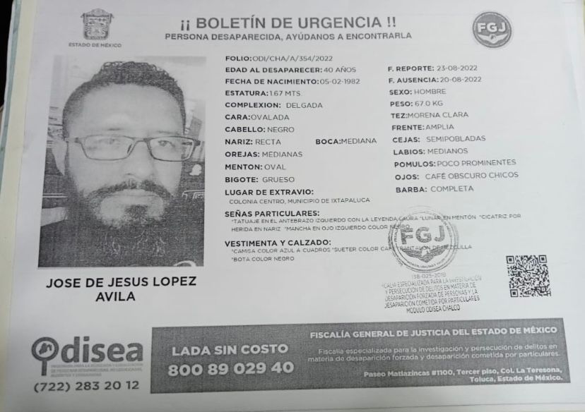 🚨 #COMPARTE | Ayúdanos a localizar a José de Jesús López Ávila.

Desapareció en la colonia Centro, en #Ixtapaluca, #Edomex.