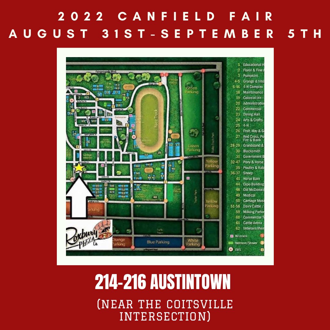 roxburypizza's tweet photo. 12 hours until the start of the 2022 CANFIELD FAIR!!! 🍕🔥 Hope to see you all this week!! #roxburypizza #woodfiredpizza #canfieldfair #somethingtocrowabout https://t.co/7paiAiSmci
