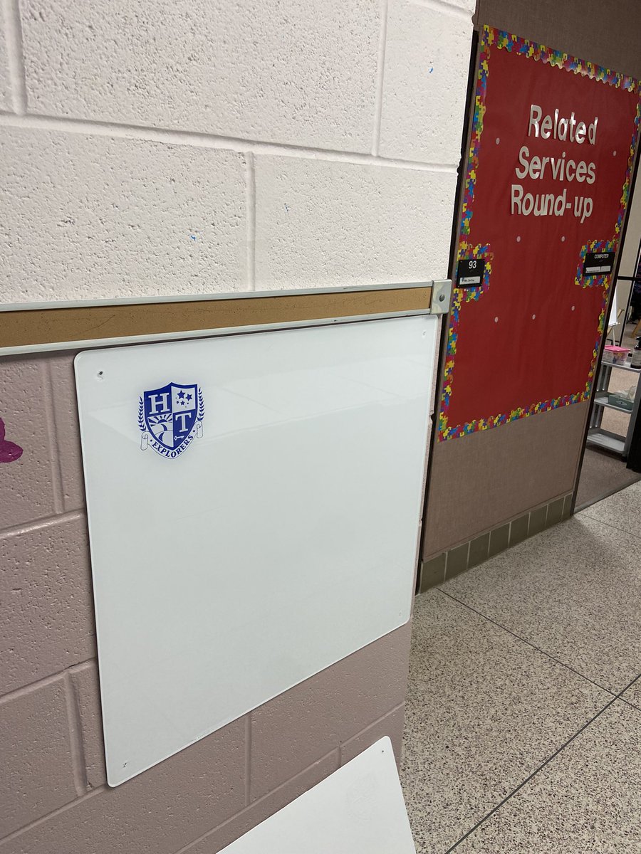 Finished products for the <a href="/HTWPSchoolsNJ/">Harrison Township Schools @HTS & PVS</a> repurpose of our plexi dividers! Cost to make was a few small cans of paint, vinyl for Cricut, screws/anchors and some patience!