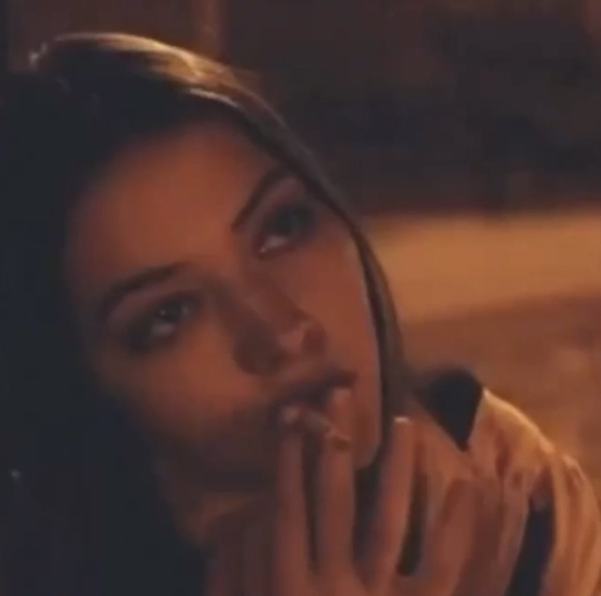 brunette madelyn cline smoking. that's it