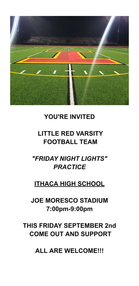 LET'S GO RED!!!
🏈🏈🏈🏈🏈
<a href="/CoachValletta/">Stephanie Valletta</a> @AthleticsICSD <a href="/IthacaNYSchools/">Ithaca City School District</a> <a href="/IHSAnnual/">IHS Annual </a> <a href="/ESPNIthaca/">ESPN Ithaca</a> <a href="/ithacatimes/">The Ithaca Times</a> <a href="/ithacavoice/">The Ithaca Voice</a> <a href="/CoachJNicholas/">John Nicholas</a>