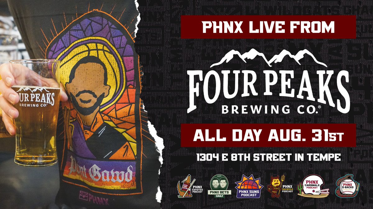 TOMORROW! 🍻 It's Four Peaks Wednesday and all of your favorite PHNX Podcasts will be broadcasting LIVE from @fourpeaksbrew in Tempe ALL DAY LONG! Receive $3 WOW Wheat & $3 Kilt Lifter pints when you mention you are at the pub with PHNX! Come hang out with us!