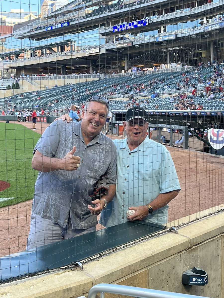 KBtheFirst's tweet photo. Big night at the @Twins game! TOM got to throw the opening pitch - a great honor. Thanks #KentHrbek for being a great friend to Tom https://t.co/T17UUwQQkE