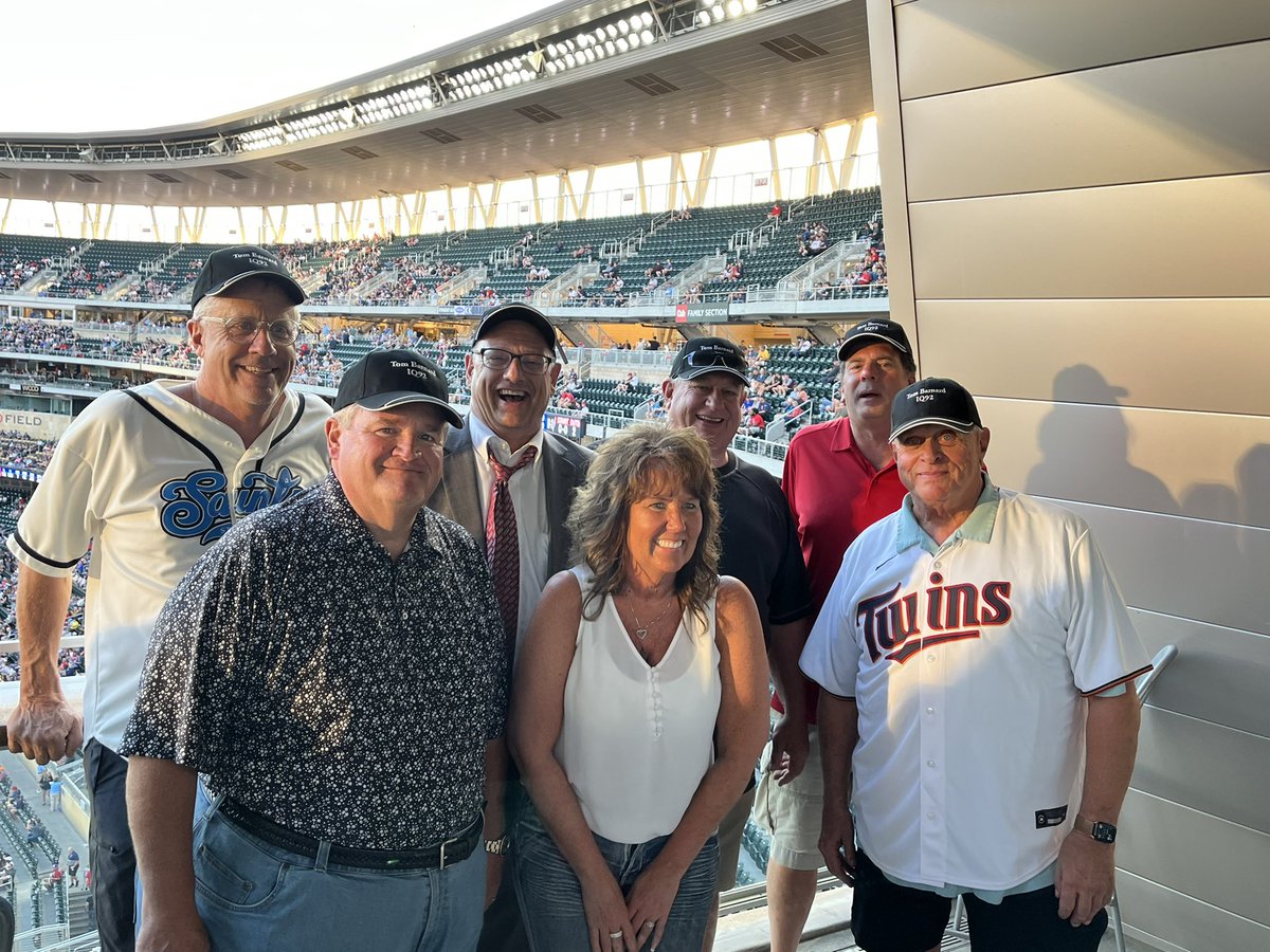 KBtheFirst's tweet photo. Big night at the @Twins game! TOM got to throw the opening pitch - a great honor. Thanks #KentHrbek for being a great friend to Tom https://t.co/T17UUwQQkE