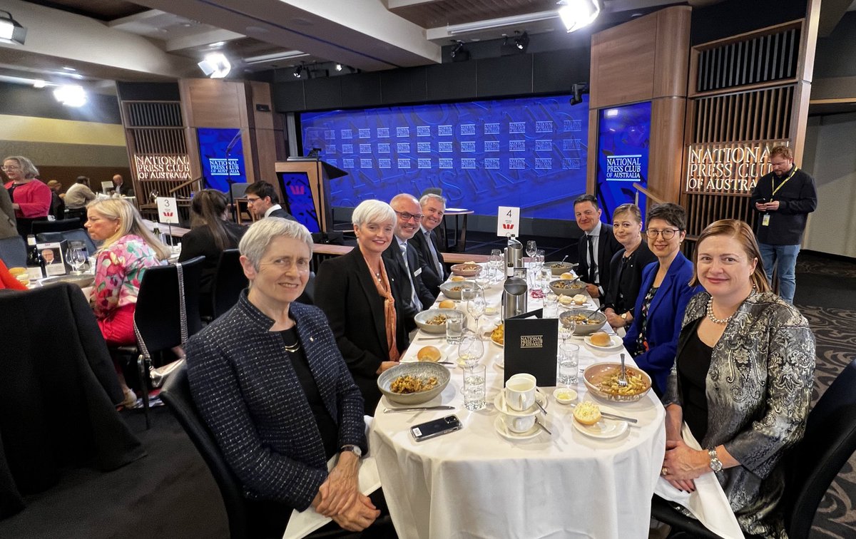 DrEmmaLJohnston's tweet photo. Excited to be hosting a table of #research leaders and policy experts at the National Press Club for Vice Chancellor Mark Scott’s National Address. @PressClubAust @Sydney_Uni https://t.co/vgpTU7eWJf